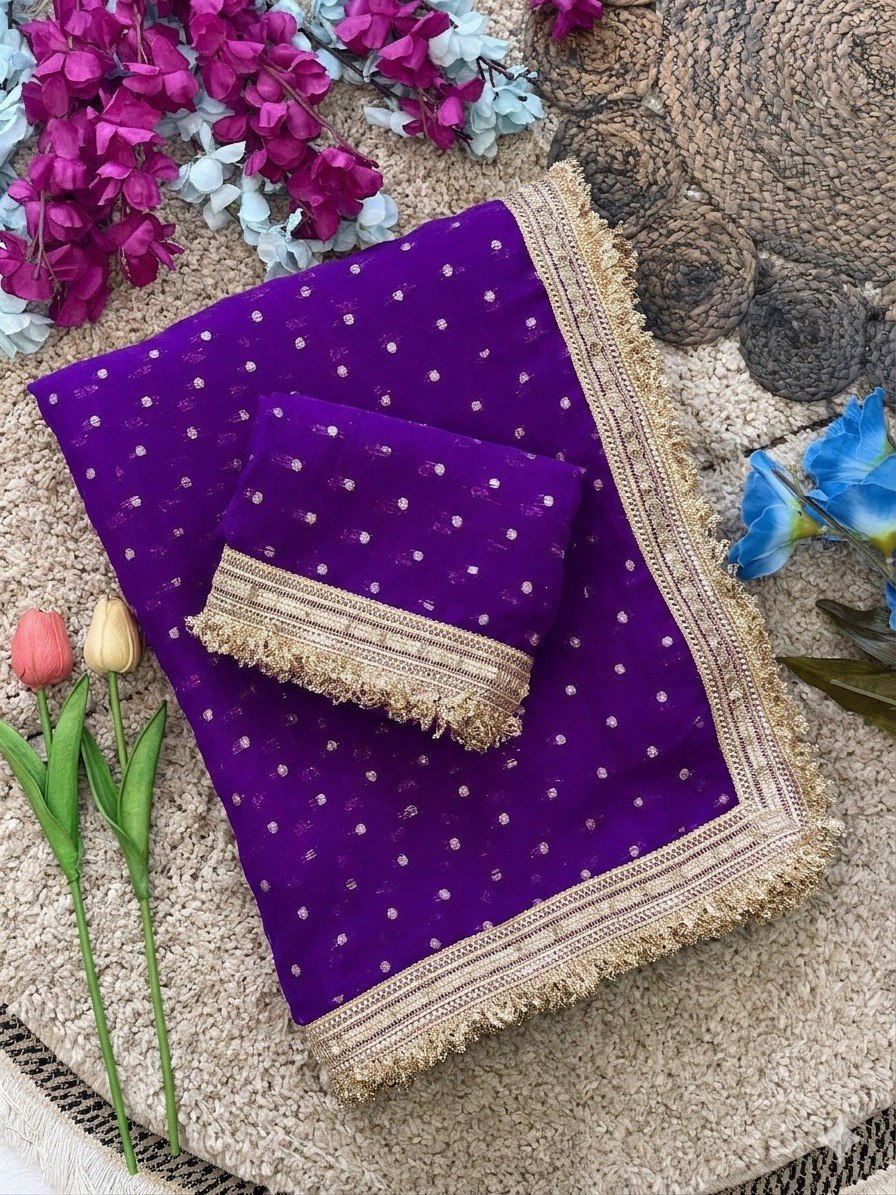 Elegant Lace Weave Saree