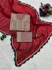 Gorgeous Rangoli Red Color Saree
