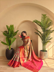 Gorgeous Kanchipuram Silk Orange Color Saree