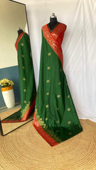 Flattering Dual Tone Silk Green Color Saree