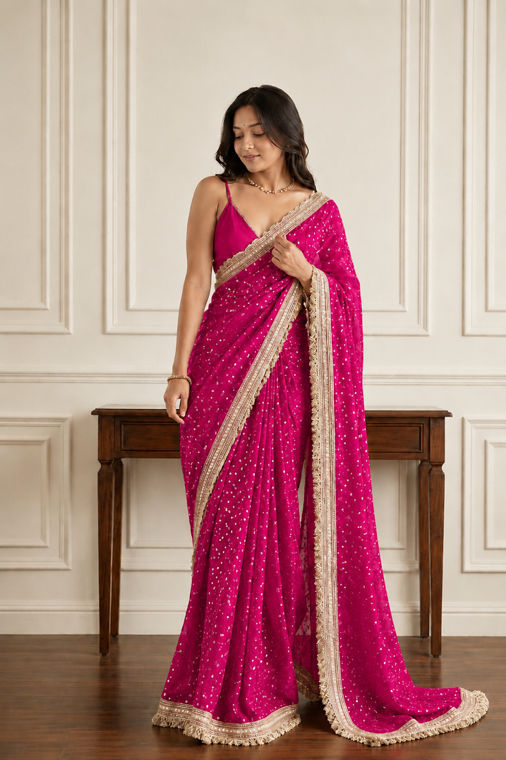 Elegant Lace Weave Saree