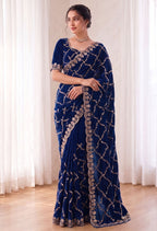 Fandy Satin Silk Saree with Rose Gold Beads Work