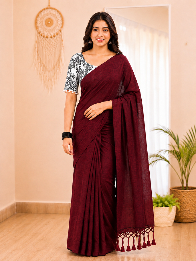 Evergreen Elegance Khadi Cotton Saree