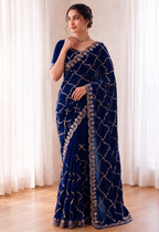 Fandy Satin Silk Saree with Rose Gold Beads Work
