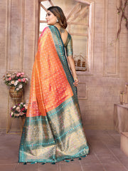 Preferable Banarasi Tissue Silk Orange Color Saree