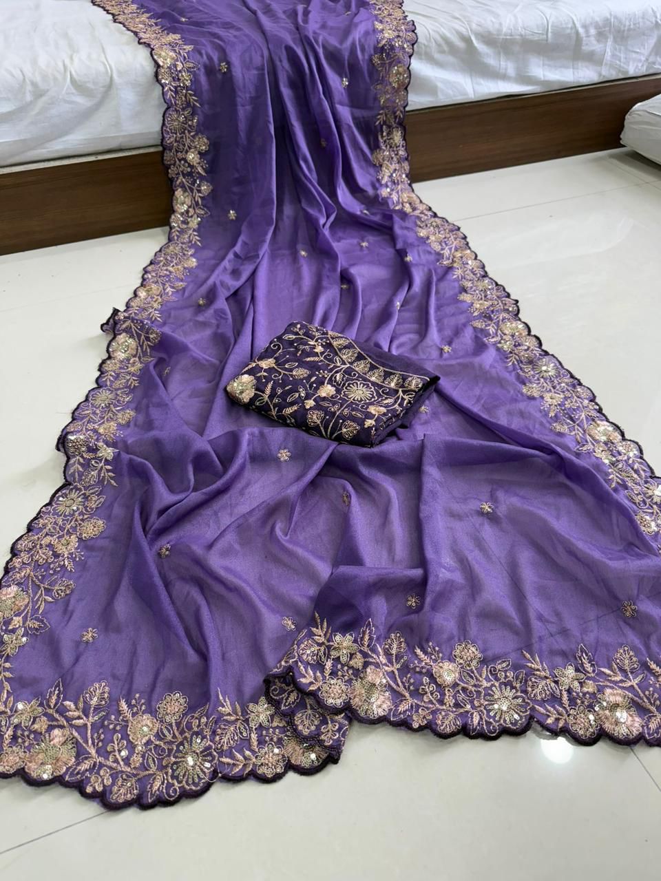 Pure Star Georgette Saree with Cutwork Border