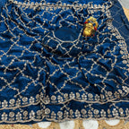 Fandy Satin Silk Saree with Rose Gold Beads Work