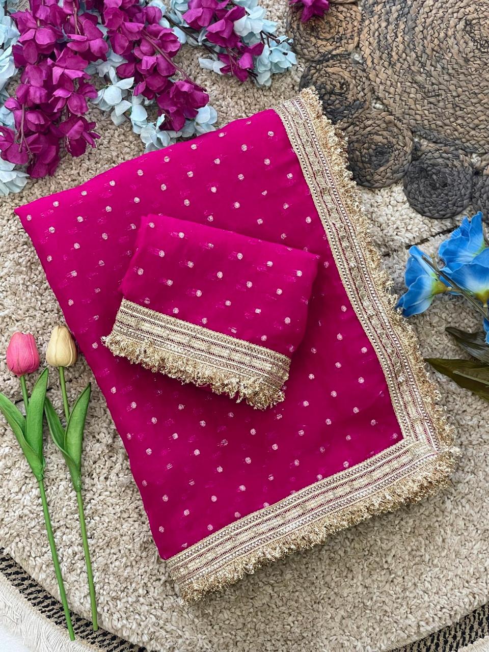 Elegant Lace Weave Saree