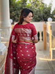 Outstanding Soft Silk Red Color Saree