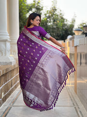 Outstanding Soft Silk Wine Color Saree