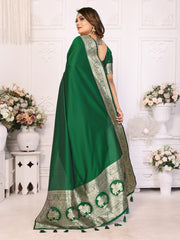 Delightful Banarasi Silk Green Color Saree