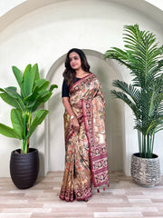 Glorious Dola Viscose Beige Color Saree