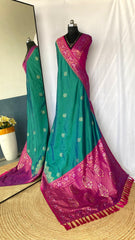 Flattering Dual Tone Silk Teal Blue Color Saree