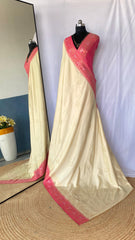 Flattering Dual Tone Silk Off White Color Saree