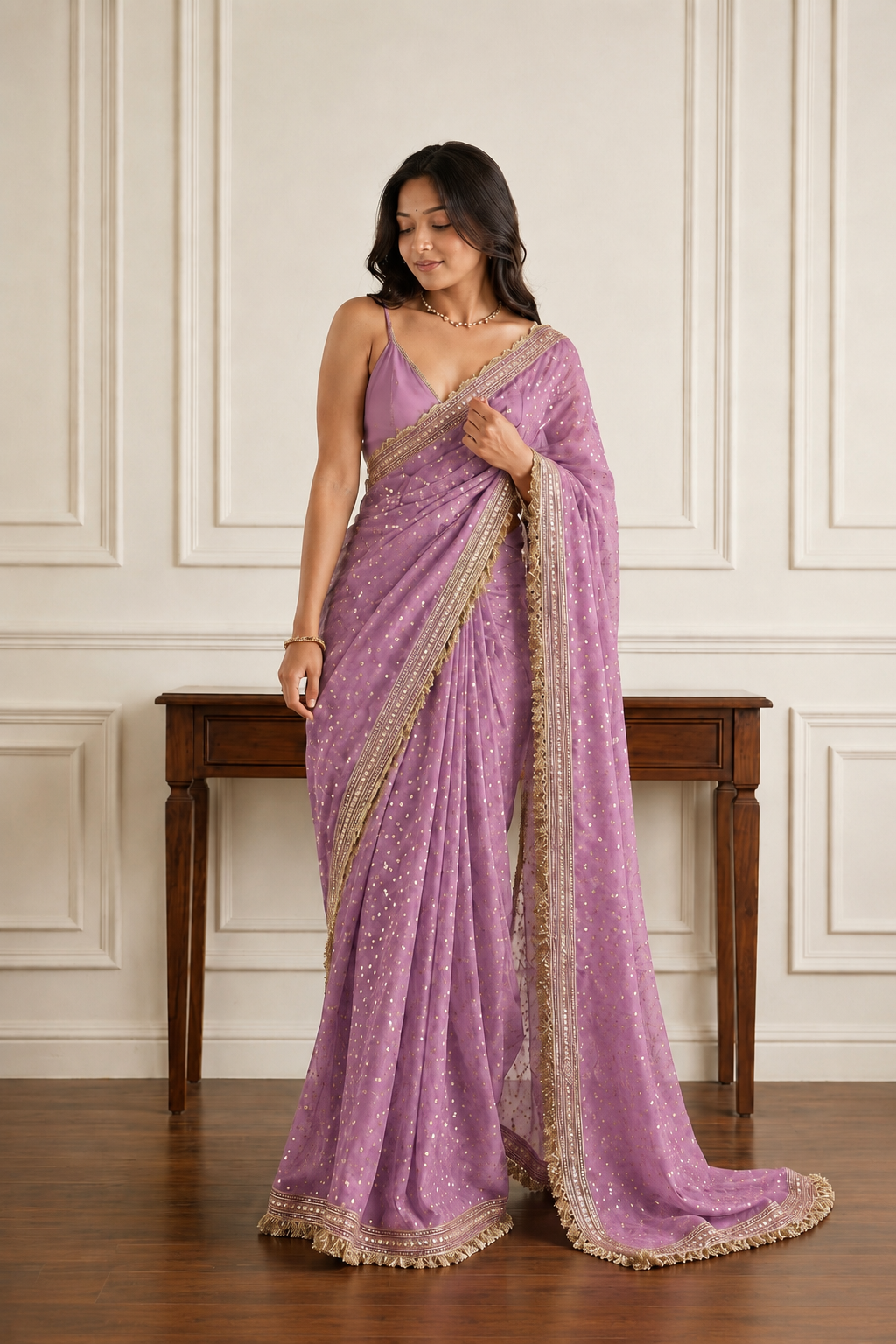 Elegant Lace Weave Saree