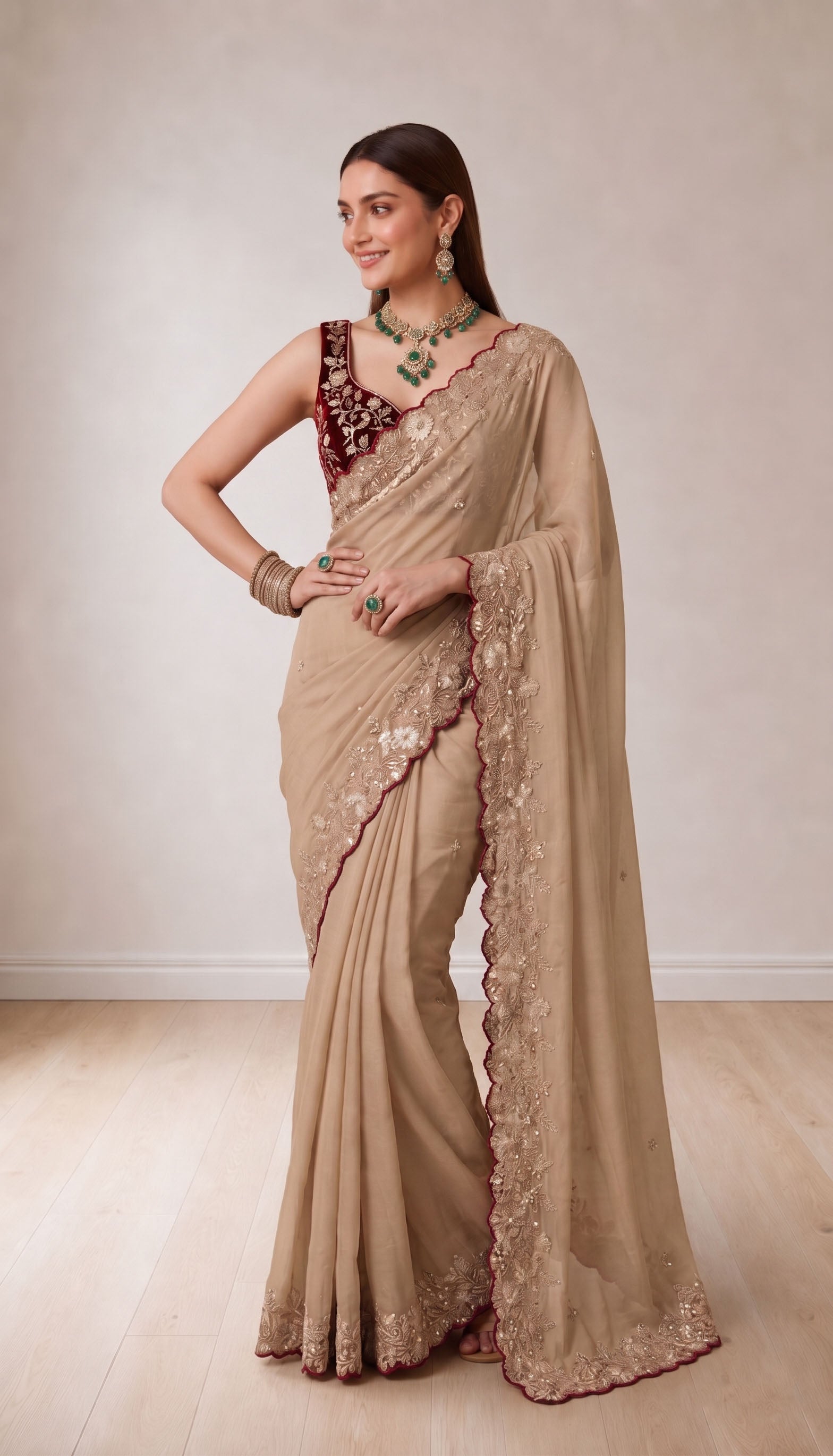 Pure Star Georgette Saree with Cutwork Border