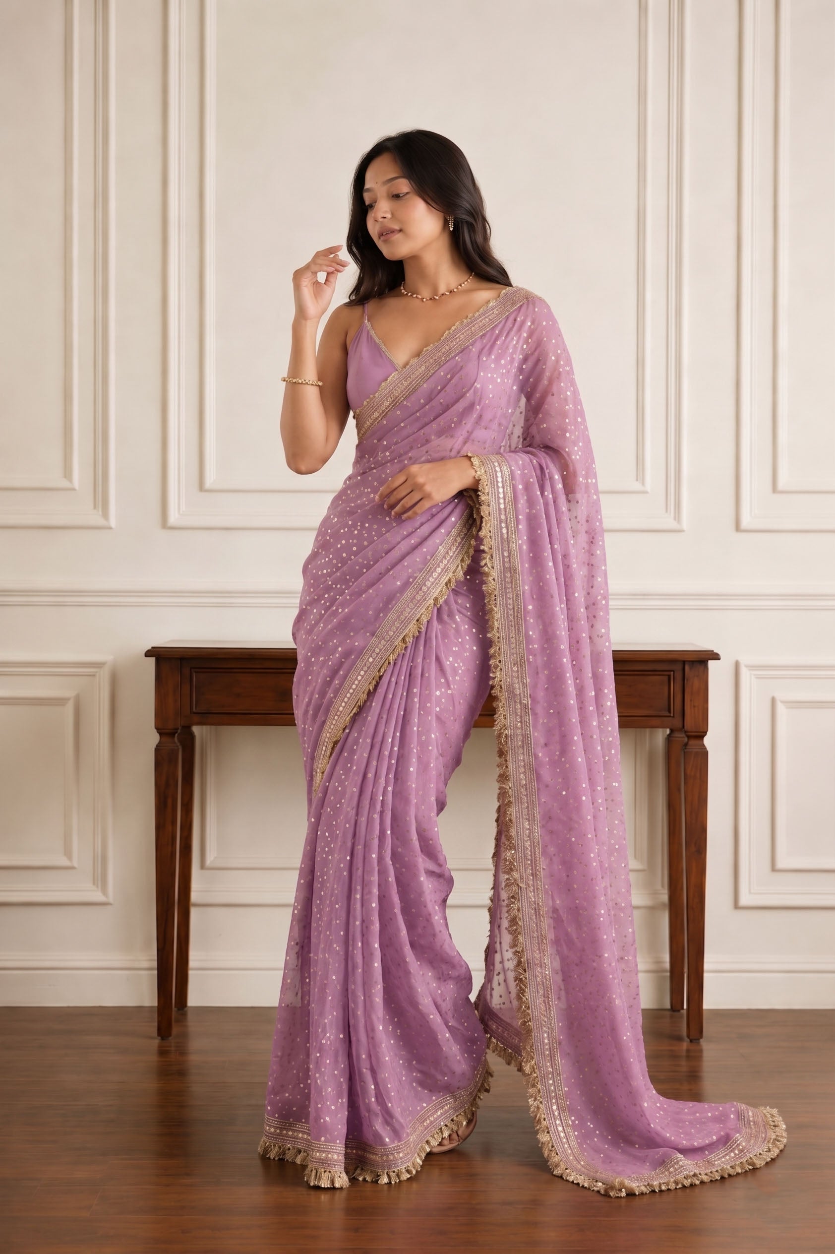 Elegant Lace Weave Saree