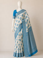 Soft Linen Cotton Saree with Golden Zari Border
