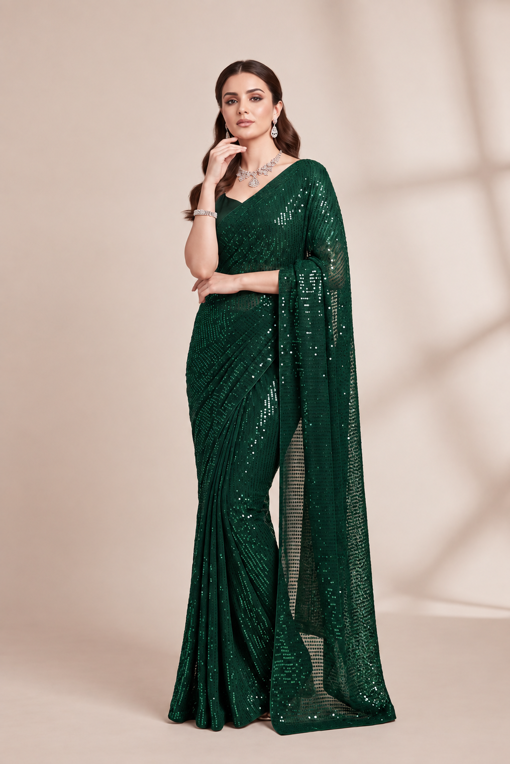 Sparkle Bollywood Georgette Saree with Bangalore Silk Blouse