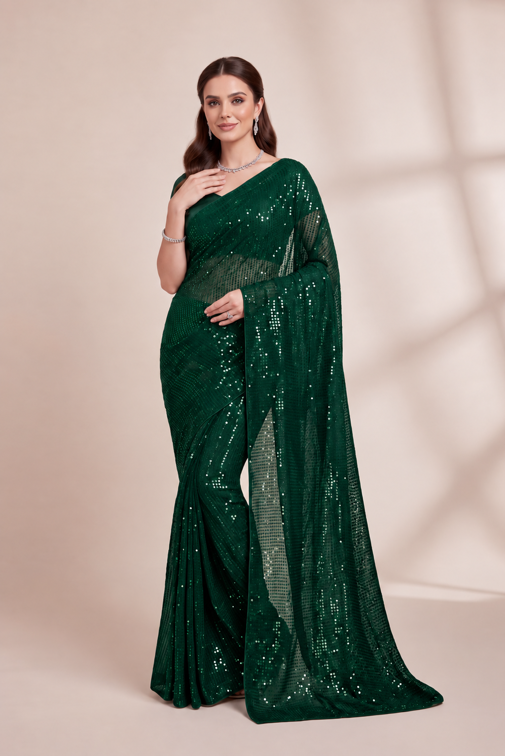 Sparkle Bollywood Georgette Saree with Bangalore Silk Blouse