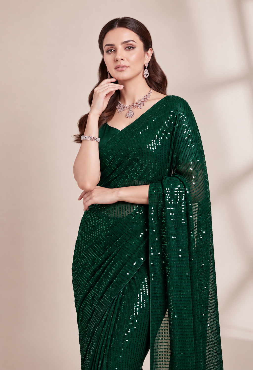 Sparkle Bollywood Georgette Saree with Bangalore Silk Blouse