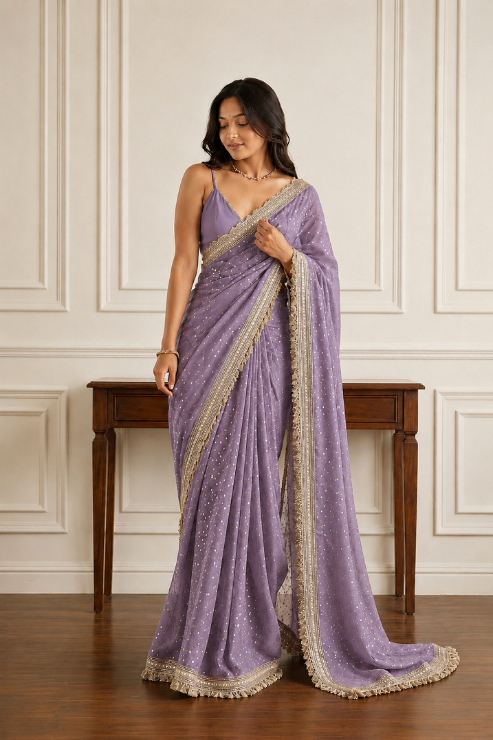 Elegant Lace Weave Saree