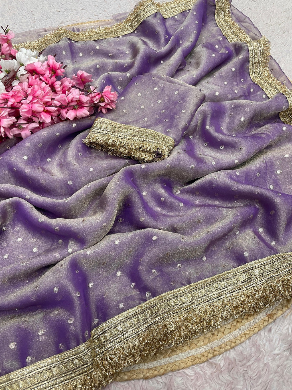 Elegant Lace Weave Saree