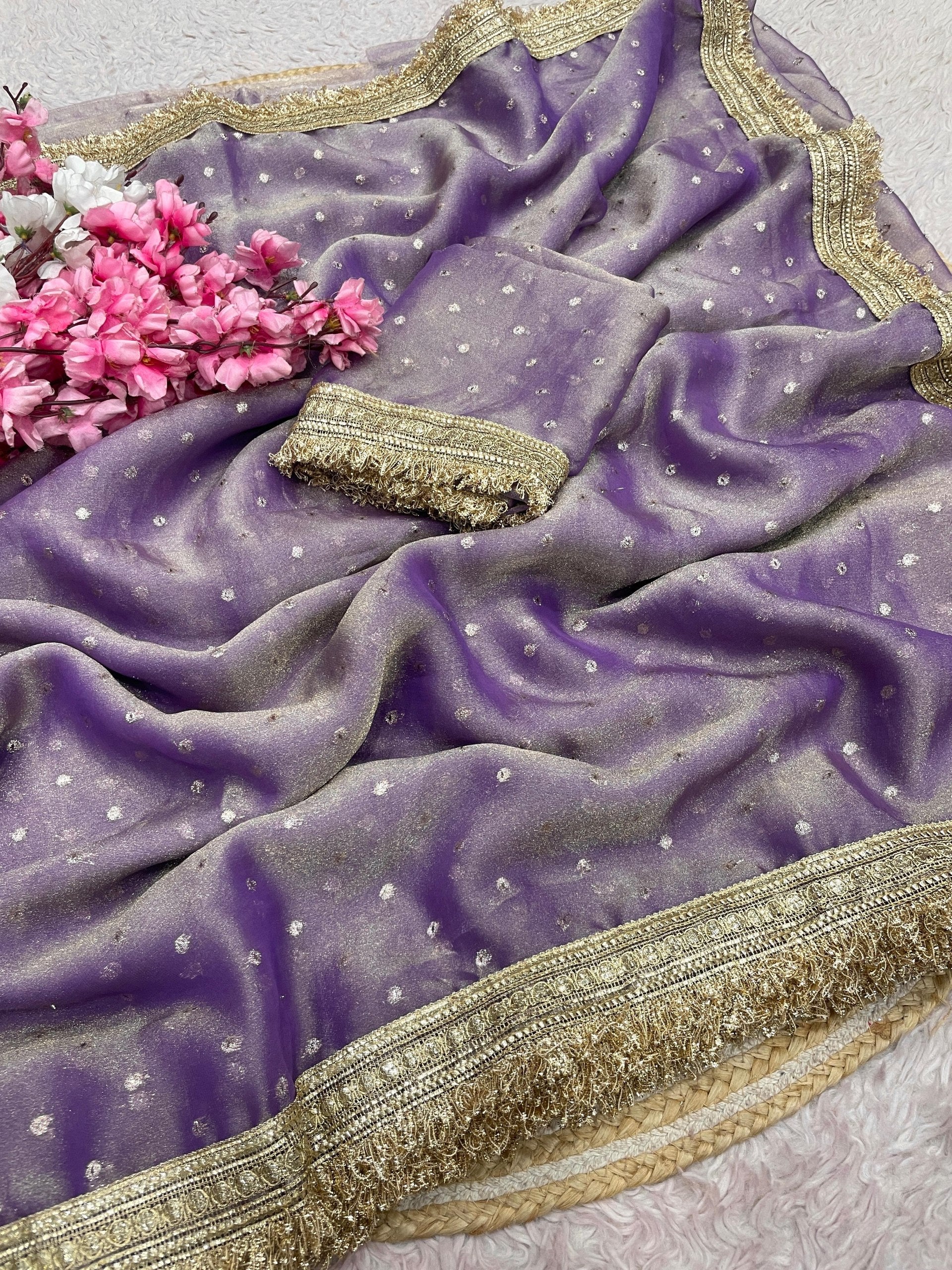 Elegant Lace Weave Saree