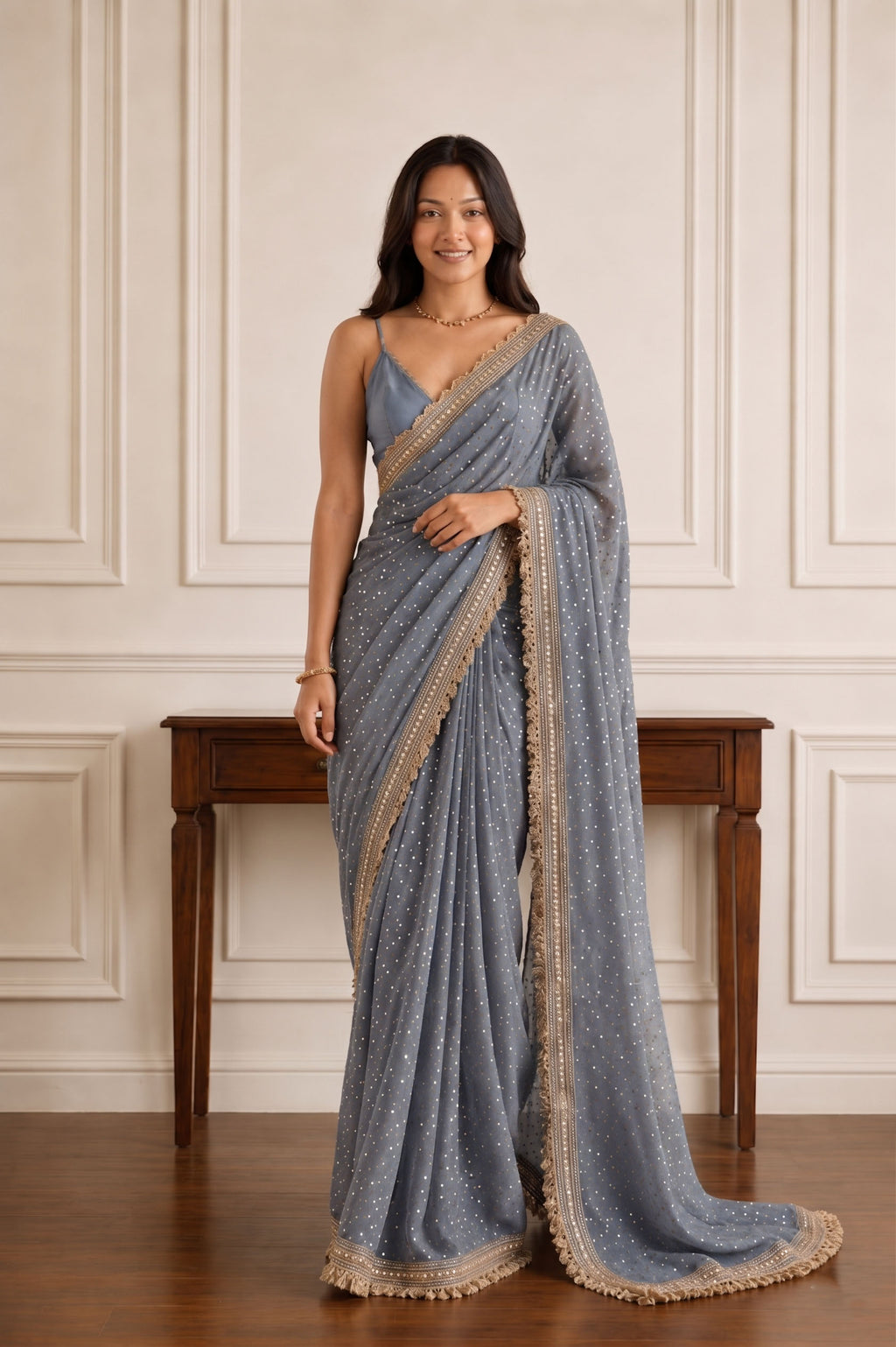 Elegant Lace Weave Saree