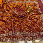 Fandy Satin Silk Saree with Rose Gold Beads Work