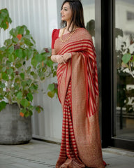 Function Wear Red Color Jacquard Silk Saree