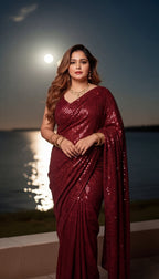 Sparkle Red Georgette Saree with Bangalore Silk Blouse