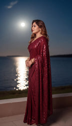 Sparkle Red Georgette Saree with Bangalore Silk Blouse