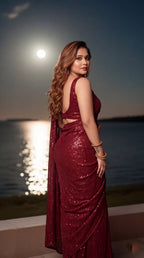 Sparkle Red Georgette Saree with Bangalore Silk Blouse