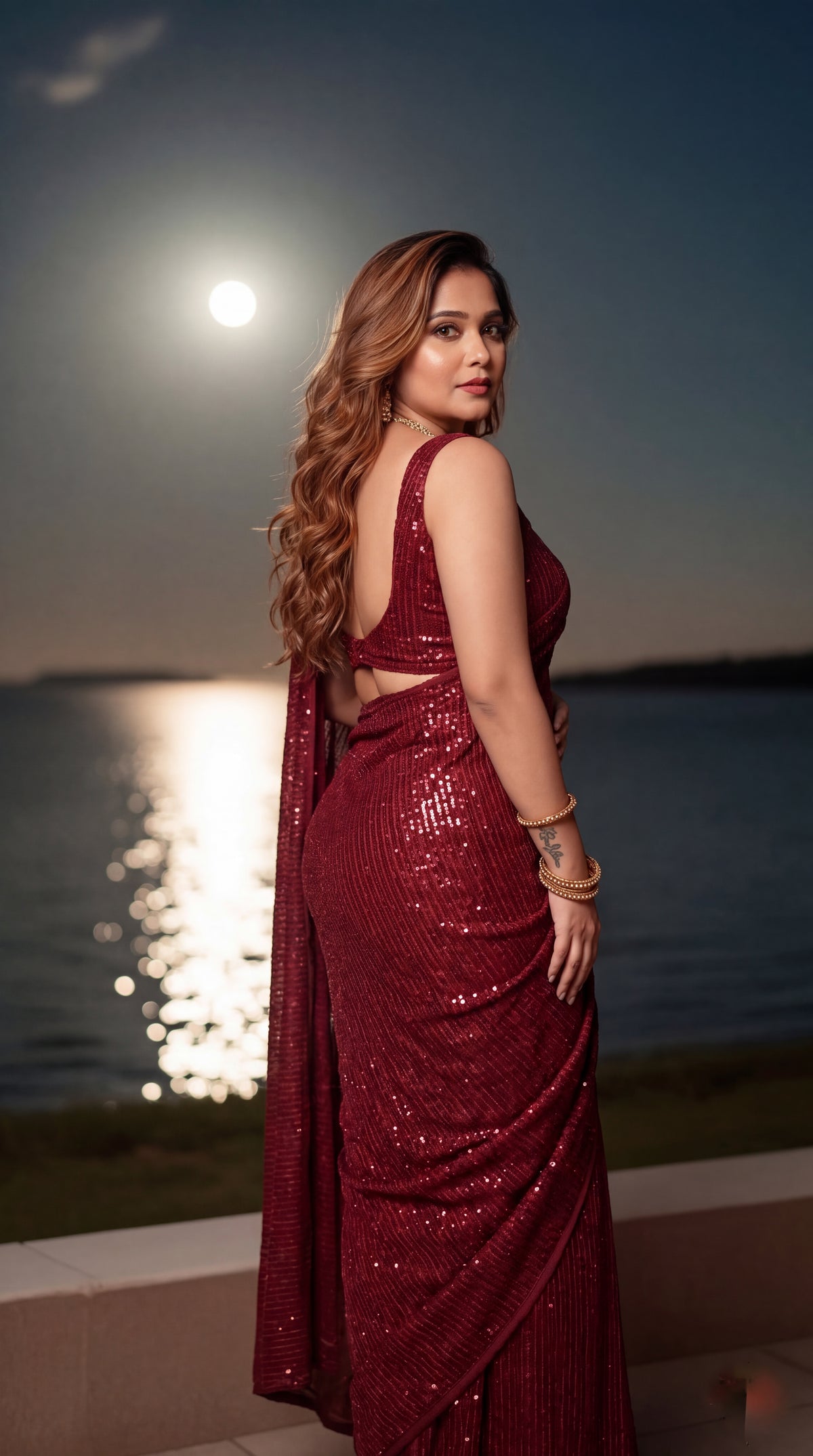 Sparkle Red Georgette Saree with Bangalore Silk Blouse
