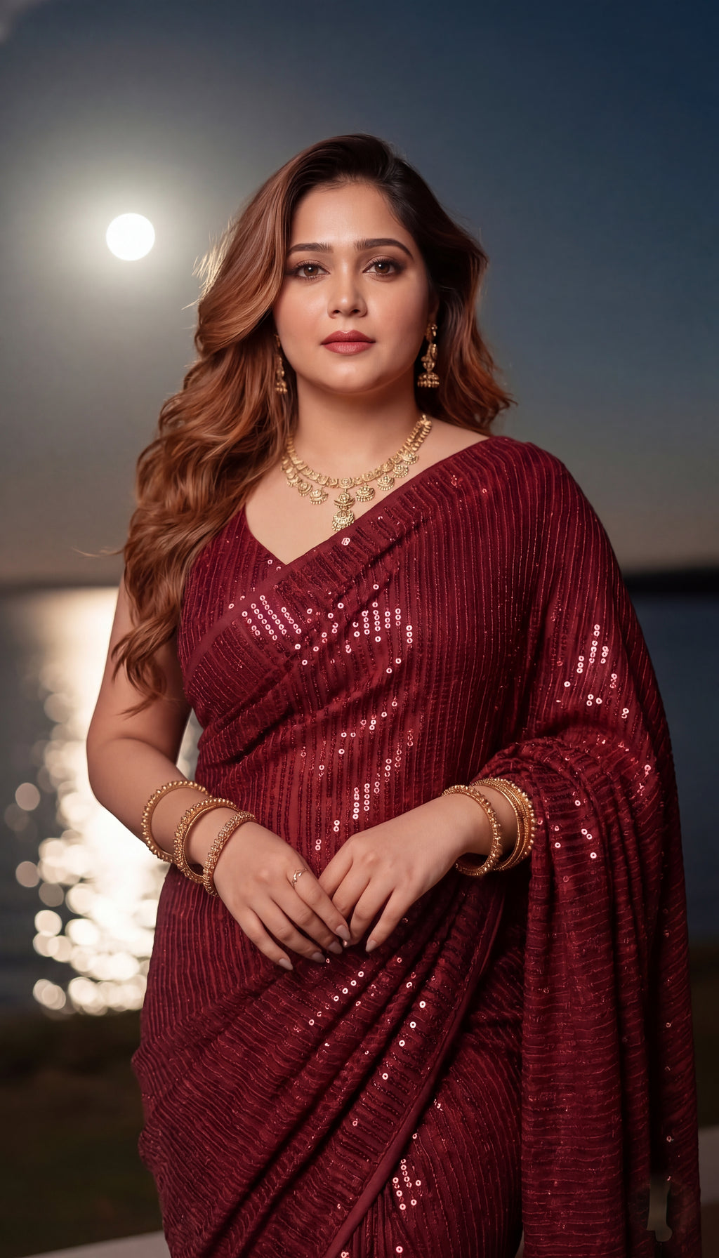 Sparkle Red Georgette Saree with Bangalore Silk Blouse