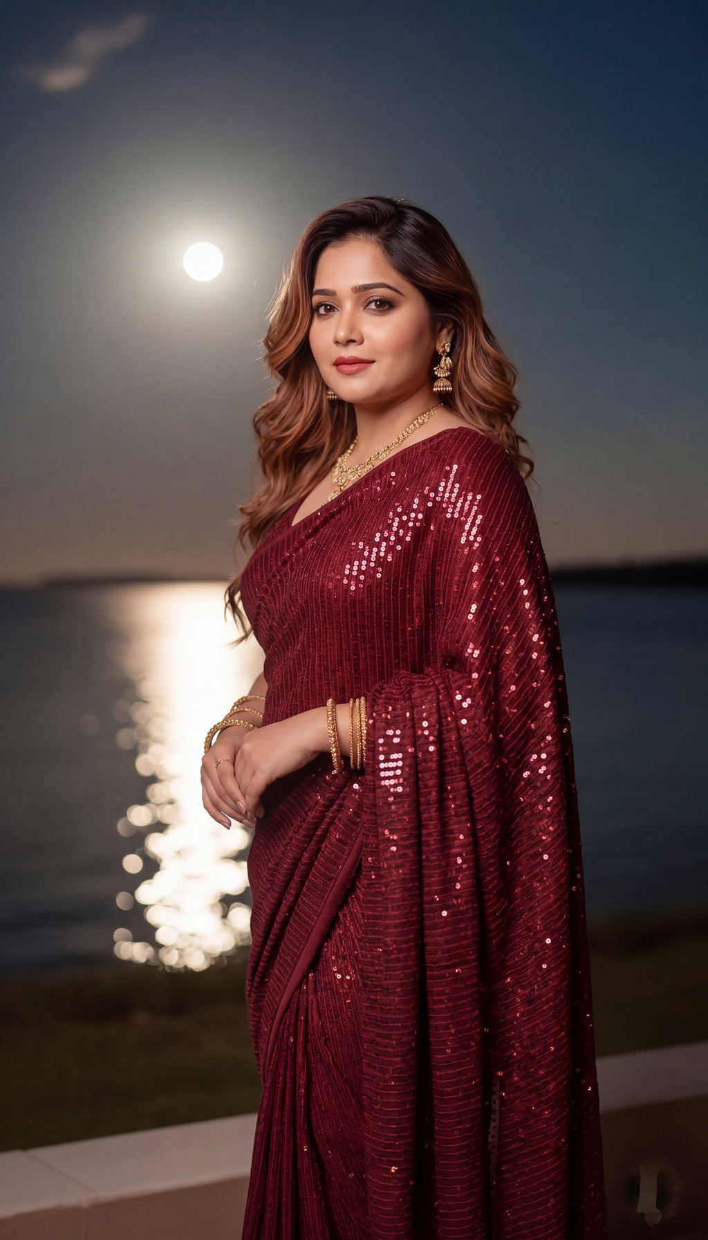 Sparkle Red Georgette Saree with Bangalore Silk Blouse