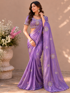 Fandy Satin Silk Handwork Saree with Stitched Blouse