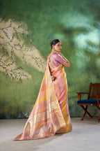 Designer Linen Cotton Silk Saree with Pure Gold Zari