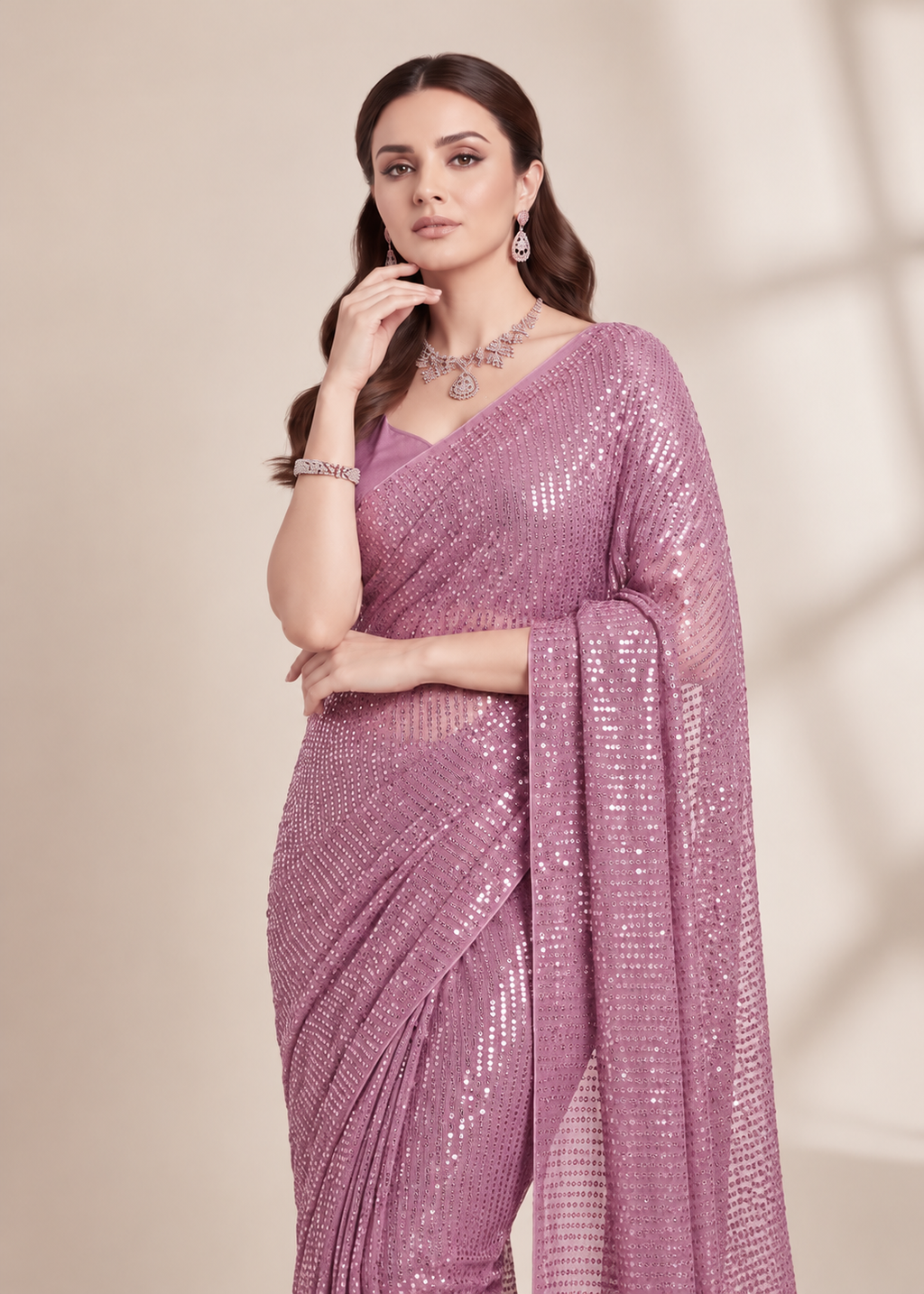 Sparkle Bollywood Georgette Saree with Bangalore Silk Blouse
