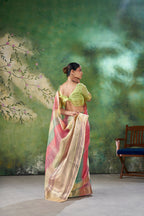 Designer Linen Cotton Silk Saree with Pure Gold Zari