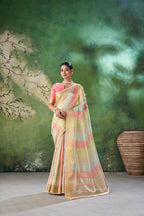 Designer Linen Cotton Silk Saree with Pure Gold Zari