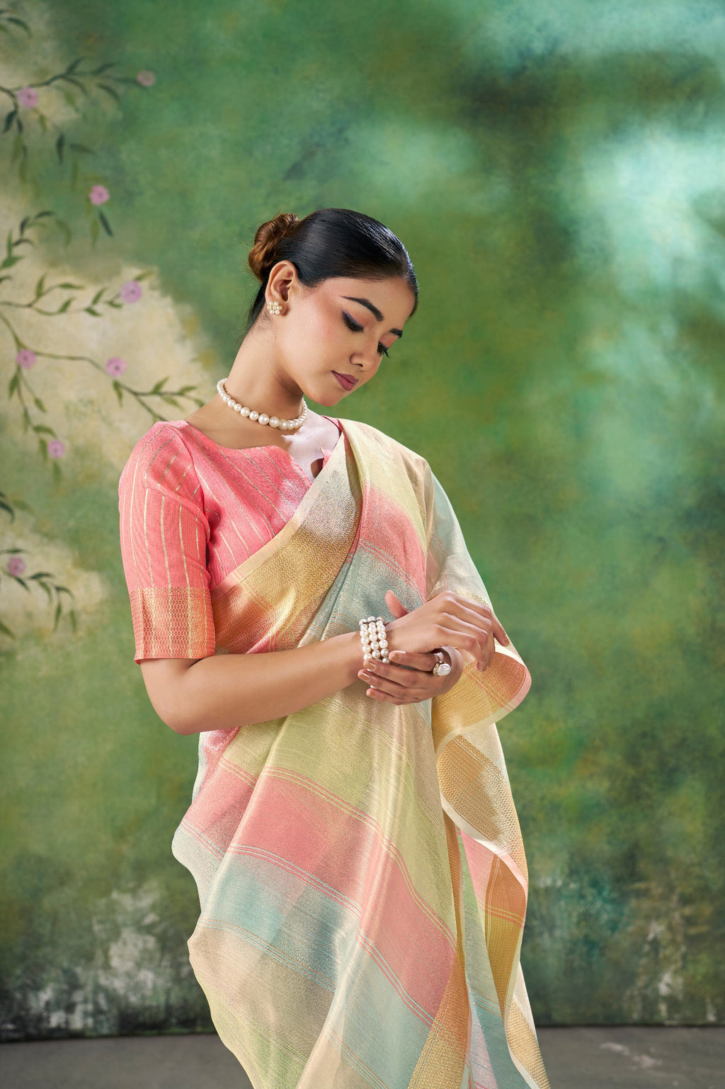 Designer Linen Cotton Silk Saree with Pure Gold Zari