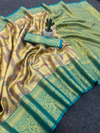 Kanjivaram Semi Silk Saree with Contrast Zari Border