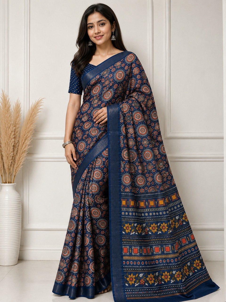 Premium Silk Blend Saree with Elegant Drape
