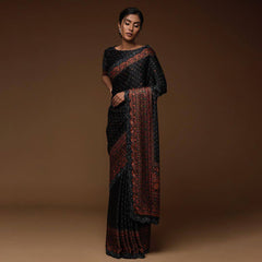 Glorious Shinon Silk Black Color Saree