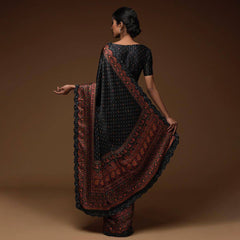 Glorious Shinon Silk Black Color Saree