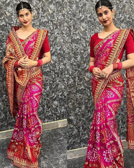 Admiring Vichitra Silk Pink Color Saree