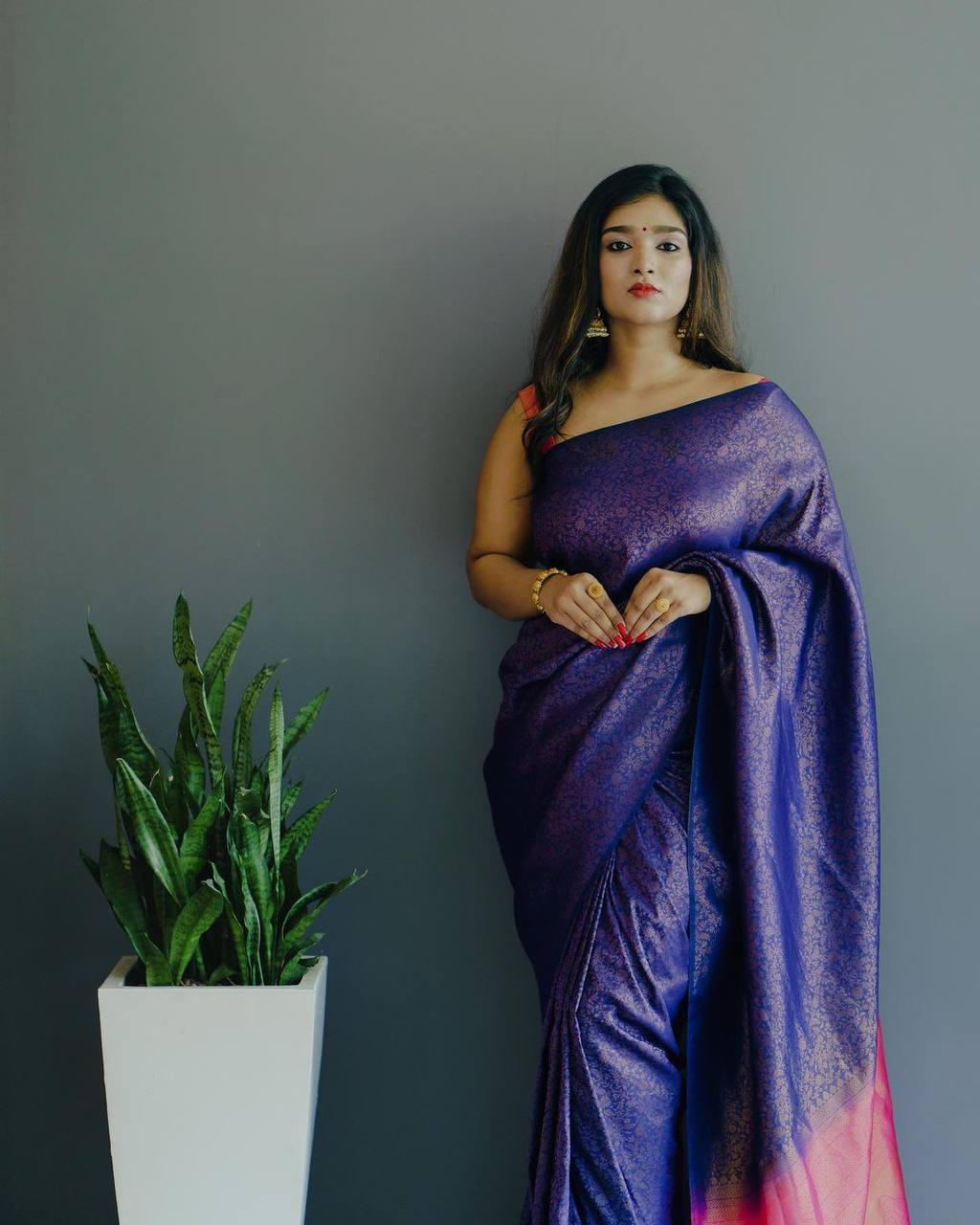 Opulent Jacquard Blue Color Silk Saree