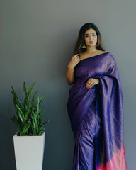 Opulent Jacquard Blue Color Silk Saree